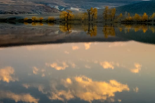 Mountain lake among the mountains on altai. The water surface of the lake.