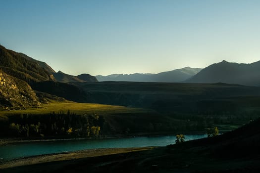 The altai mountains. The landscape of nature on the Altai mountains and in the gorges between the mountains.
