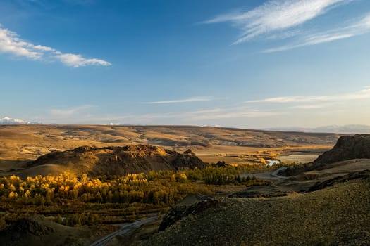 The altai mountains. The landscape of nature on the Altai mountains and in the gorges between the mountains.
