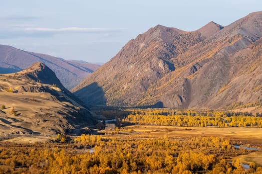The altai mountains. The landscape of nature on the Altai mountains and in the gorges between the mountains.