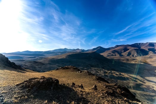 The altai mountains. The landscape of nature on the Altai mountains and in the gorges between the mountains.