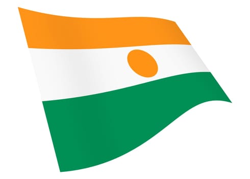 A Niger waving flag graphic isolated on white with clipping path 3d illustration