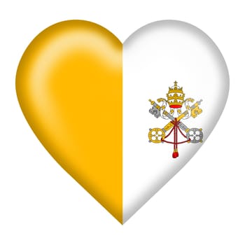 A Vatican City flag heart button 3d illustration isolated on white with clipping path yellow and white