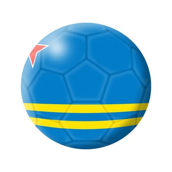 An Aruba soccer ball football 3d illustration isolated on white with clipping path larkspur blue white stripes yellow four point star