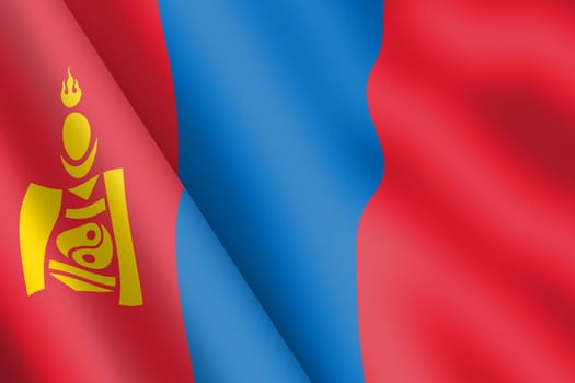 A Mongolia waving flag 3d illustration wind ripple