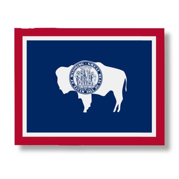 A Wyoming State flag map Illustration with clipping path