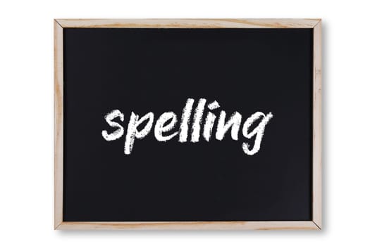 A spelling word in chalk on chalkboard with clipping path to remove shadow