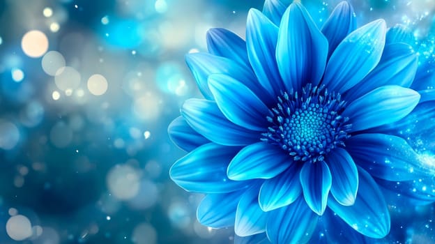 Blue cornflower flower, blurred background. Wild Blue Flowers Blooming. Closeup Image. AI generated