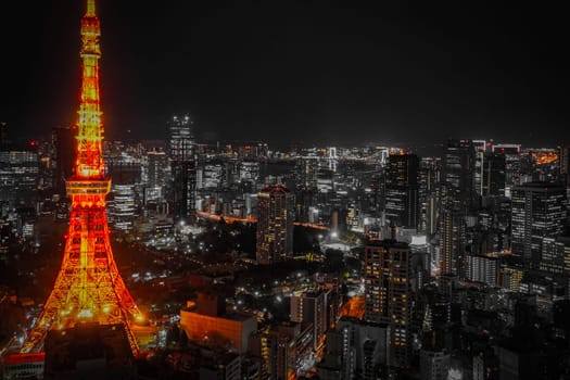 Tokyo Tower at night. Shooting Location: Minato Ward, Tokyo