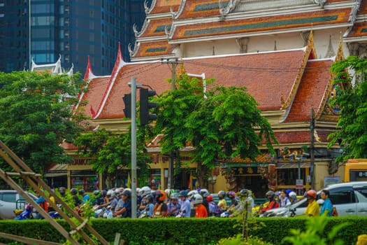 Bangkok temples and passersby. Shooting Location: Thailand, Bangkok