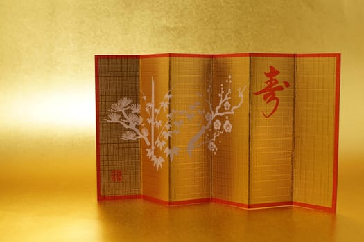 Gold folding screen image (New Years card materials and New Year material). Shooting Location: Yokohama-city kanagawa prefecture