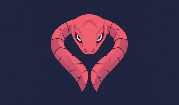 A stylized serpent with bright pink scales curves gracefully against a dark background, showcasing its sharp eyes and intricate design.