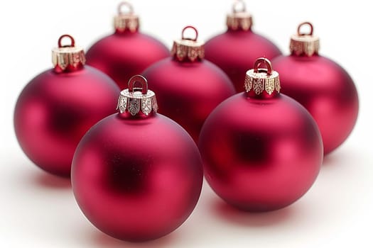 A vibrant collection of shiny red Christmas ornaments is packed together, showcasing their rich color and smooth surfaces, ideal for holiday decorations this winter season.