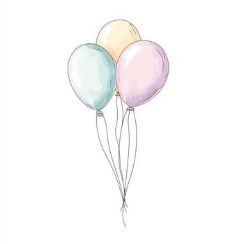 Three pastel balloons float gently, bringing a sense of joy and festivity to any celebration or gathering.