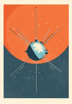 A stylized representation of a planet surrounded by stellar elements, showcasing the beauty of the cosmos against a vibrant backdrop.