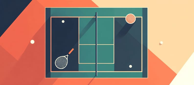 Two players engage in a friendly tennis match on a colorful court, enjoying the sport and outdoor activity in sunny weather.