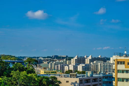 City and blue sky of Totsuka-ku, Yokohama-shi. Shooting Location: Yokohama-city kanagawa prefecture
