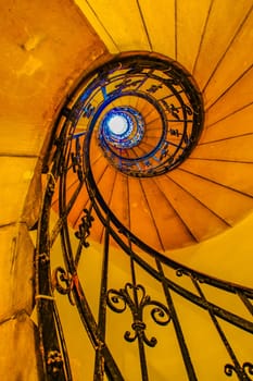 Bright spiral stairs. Shooting Location: Hungary, Budapest