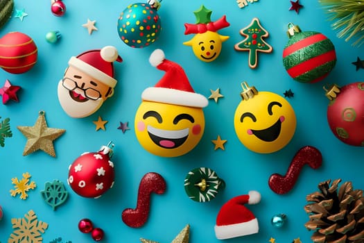 Joyful Christmas Emojis Celebrate Festive Season with Ornaments, Stars, and Holiday Cheer: A Whimsical Winter Wonderland of Decorations and Symbols