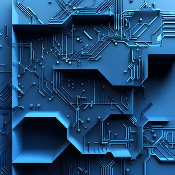 interlocking geometric shapes that morph into circuits