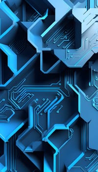 interlocking geometric shapes that morph into circuits