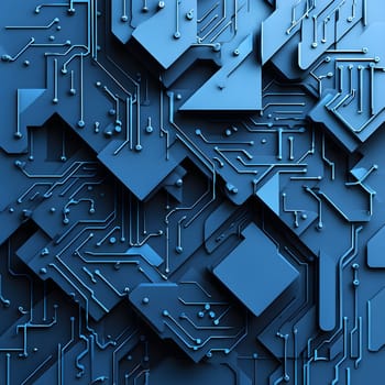 interlocking geometric shapes that morph into circuits