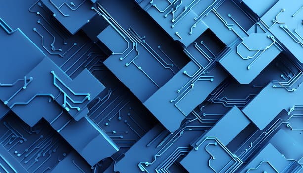 interlocking geometric shapes that morph into circuits