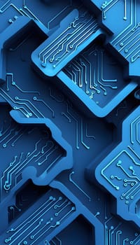 interlocking geometric shapes that morph into circuits