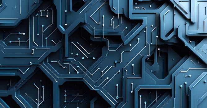 interlocking geometric shapes that morph into circuits