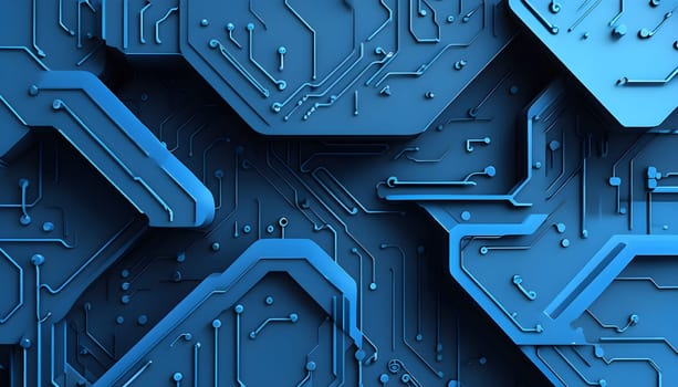 interlocking geometric shapes that morph into circuits