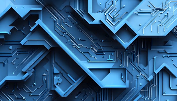 interlocking geometric shapes that morph into circuits