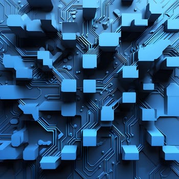 interlocking geometric shapes that morph into circuits