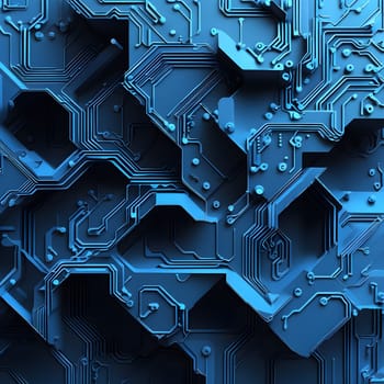 interlocking geometric shapes that morph into circuits