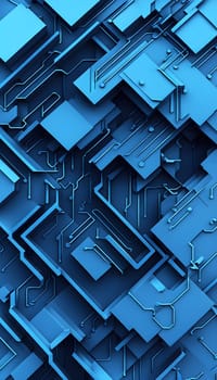 interlocking geometric shapes that morph into circuits