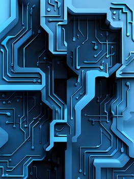 interlocking geometric shapes that morph into circuits