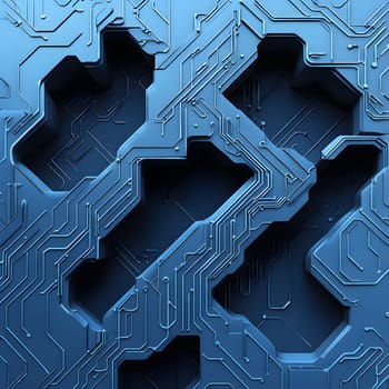 interlocking geometric shapes that morph into circuits