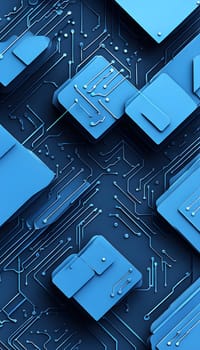interlocking geometric shapes that morph into circuits