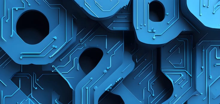 interlocking geometric shapes that morph into circuits