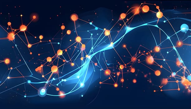 flowing neural network, with glowing nodes connecting and disconnecting in a smooth and rhythmic pattern