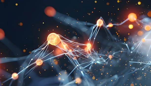 flowing neural network, with glowing nodes connecting and disconnecting in a smooth and rhythmic pattern
