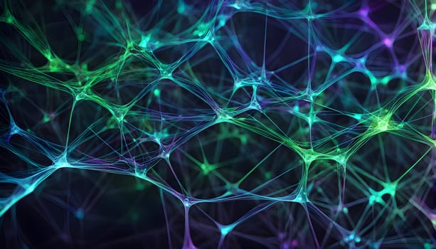 flowing neural network, with glowing nodes connecting and disconnecting in a smooth and rhythmic pattern