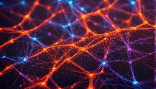 flowing neural network, with glowing nodes connecting and disconnecting in a smooth and rhythmic pattern