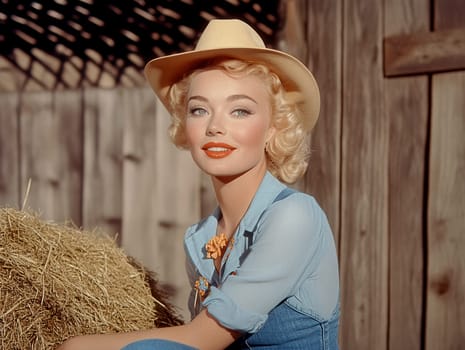 A beautiful cowgirl in jeans . AI generative.