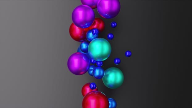 Multicolored spheres in a row. Computer generated