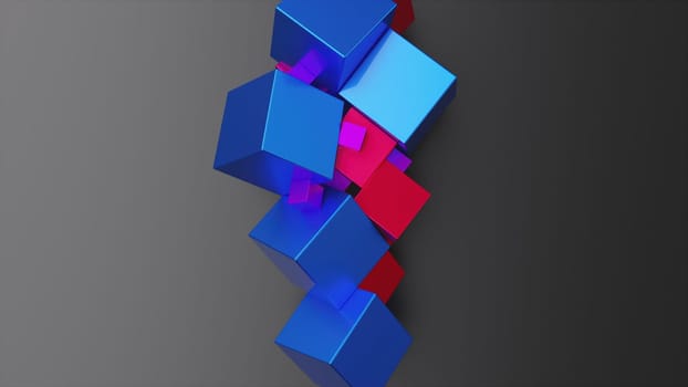 Multicolored cubes in a row. Computer generated