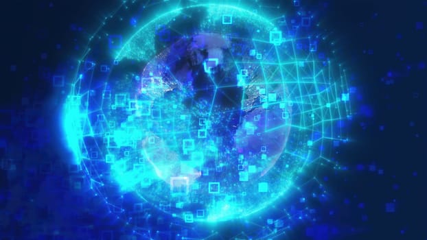 Digital Earth with stroke blocks. Computer generated