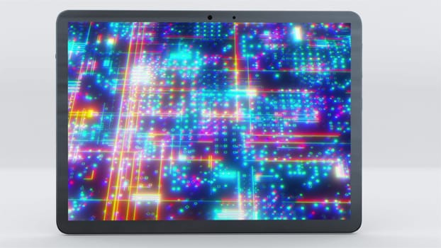 Tablet with technology screen. Computer generated