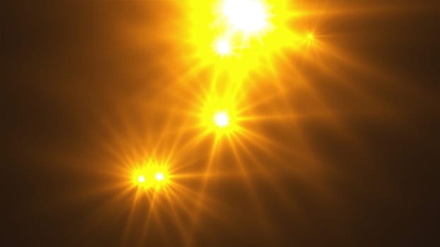 Multiple gold flashlights. Computer generated