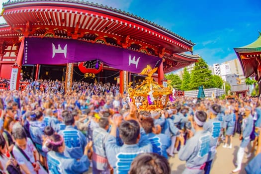Sanja Festival in front of Sensoji Temple. Shooting Location: Taito-Ku, Tokyo