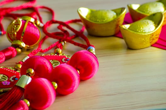 View of Chinese New Year decoration with customizable space for text or ideas. Chinese New Year celebration concept.